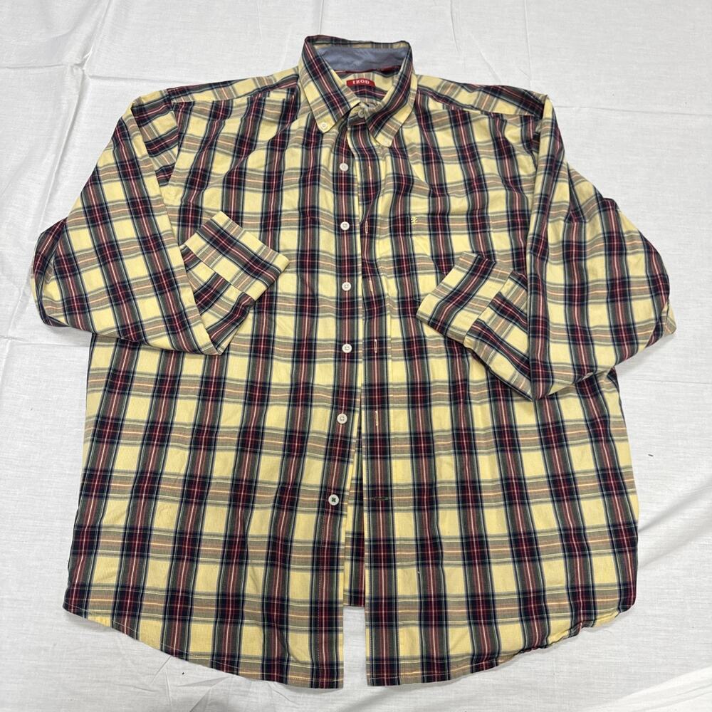 IZOD XL Fall Colors Yellow Red Black LS Shirt Button Down Window Pane